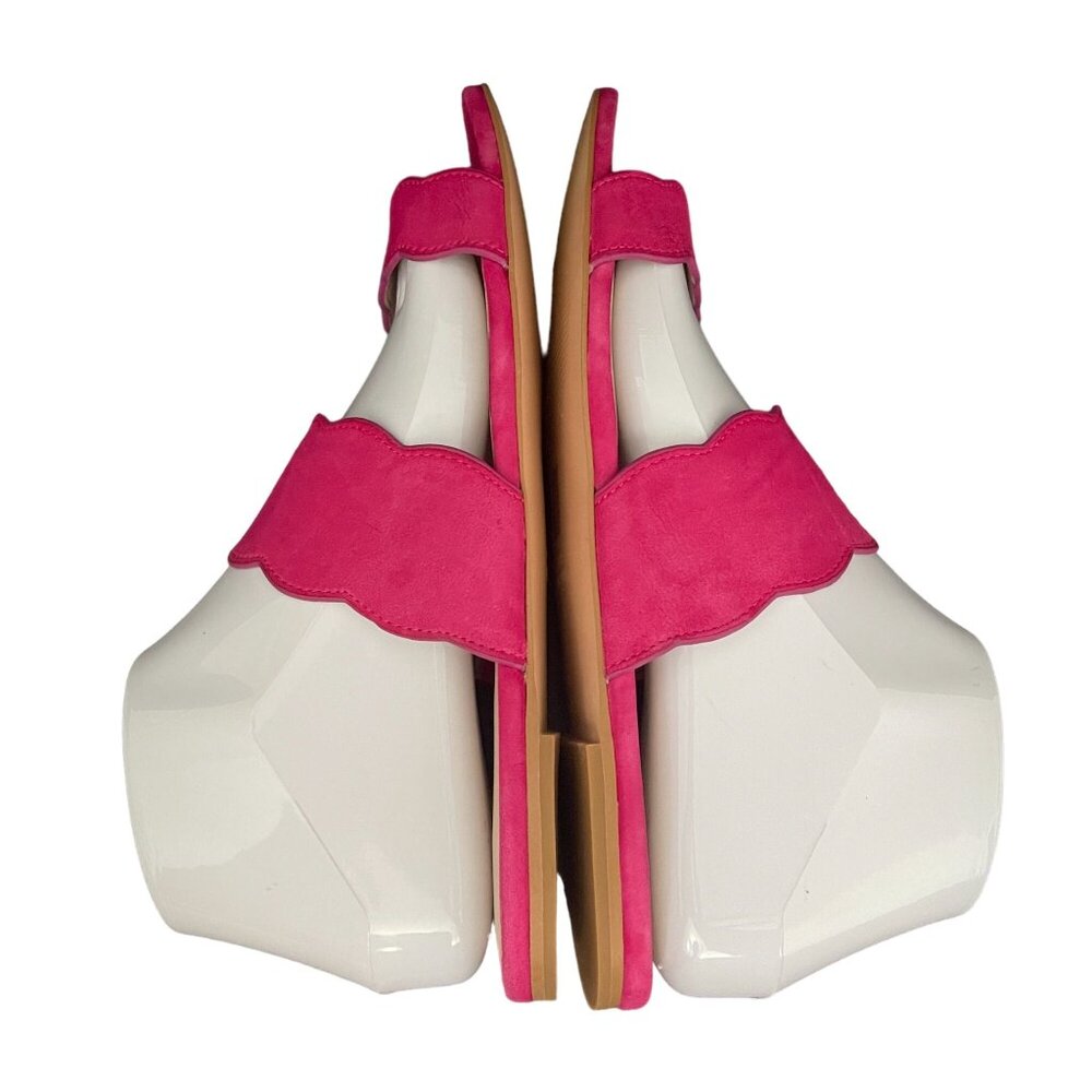 Stuart Weitzman Santorini H. Pink Suede Scalloped Strap Sandal, Size 7 WORN ONCE - Picture 7 of 10